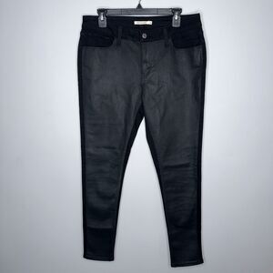 Levi Strauss Womens Opal Coated Two Tone Super Skinny Jeans Shinny Black Size 32